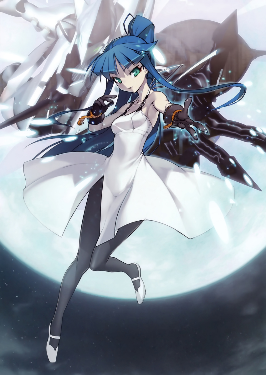 1girl absurdres blue_hair full_metal_daemon_muramasa highres minato_hikaru moon night soukou_akki_muramasa