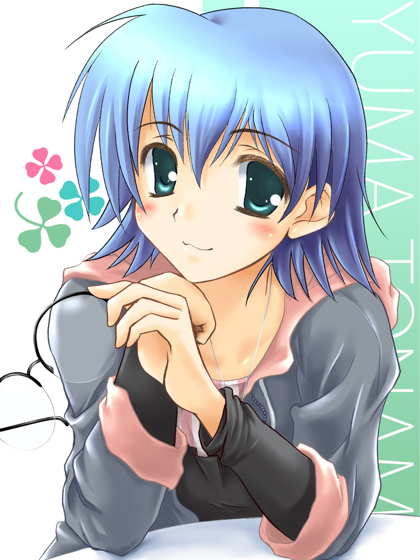 blue_eyes blue_hair casual highres short_hair solo to_heart_2 tonami_yuma x-4kazu