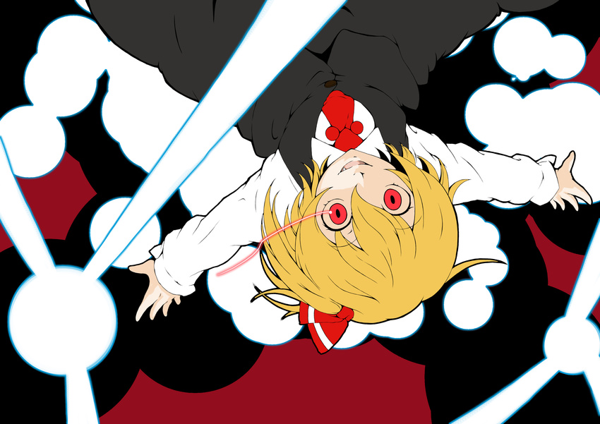 bad_id bad_pixiv_id blonde_hair danmaku fang highres laser red_eyes rumia smile solo touhou tsuttsu