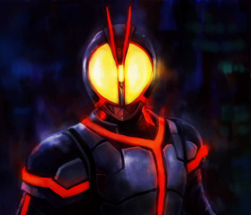 antennae cpux4 glowing glowing_eyes highres kamen_rider kamen_rider_555 kamen_rider_faiz male_focus neon_trim solo