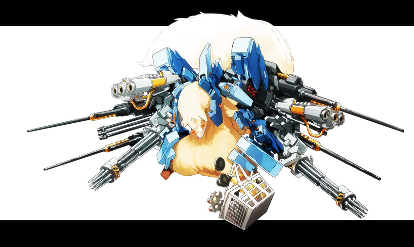 ammunition bygddd5 commentary_request ferret gun gun_sniper highres lyrical_nanoha no_humans shopping_basket solo weapon yuuno_scrya zoids