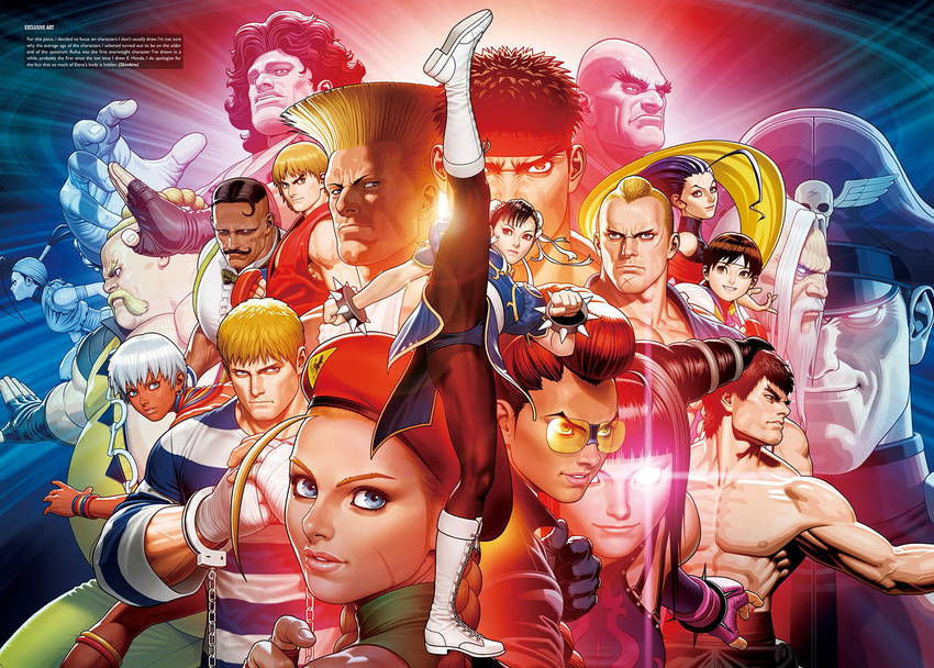 6+girls abel_(street_fighter) abs ahoge beret blonde_hair bracelet cammy_white capcom chun-li cody_travers cracking_knuckles crimson_viper dark_skin drill_hair dudley earrings elena_(street_fighter) everyone eyebrows facial_hair fei_long gen_(street_fighter) group_picture guile halter_top halterneck han_juri hat high_kick huge_ahoge hugo_andore ibuki_(street_fighter) jewelry kasugano_sakura ken_masters kicking lips mori_toshiaki multiple_boys multiple_girls muscle mustache neck_ring nose official_art pantyhose pelvic_curtain prison_clothes realistic retsu rose_(street_fighter) rufus_(street_fighter) ryuu_(street_fighter) scar shirtless shooting_glasses silver_hair solo_focus street_fighter street_fighter_i street_fighter_iv_(series) thick_eyebrows twin_drills upskirt vega