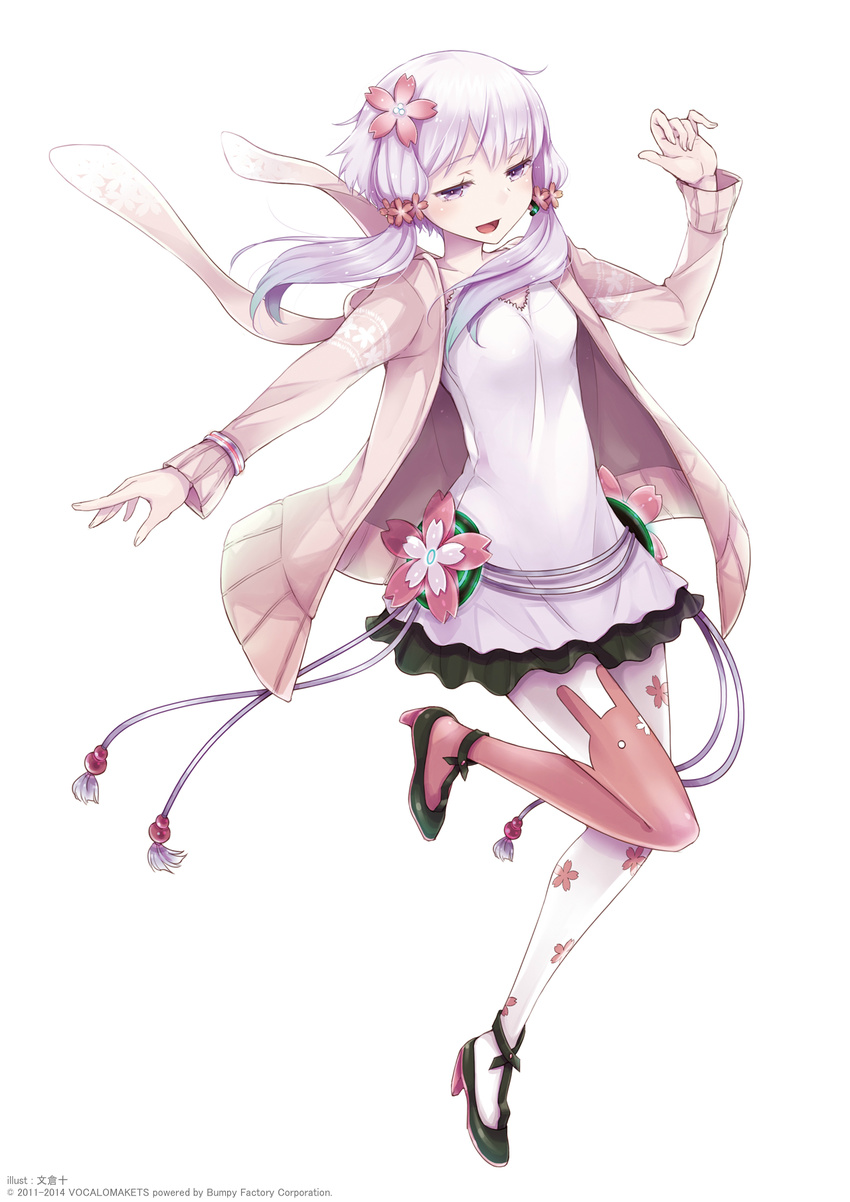 2011 2014 :d animal_band_legwear animal_hood artist_name ayakura_juu bracelet breasts bunny_hood cardigan company_name dress floating_hair floral_print flower full_body hair_flower hair_ornament half-closed_eyes hand_up happy high_heels highres hood hood_down jewelry jumping leg_up long_sleeves mismatched_legwear official_art open_cardigan open_clothes open_mouth outstretched_arm pantyhose pink_legwear print_legwear short_dress short_hair_with_long_locks sidelocks small_breasts smile solo thighhighs thighhighs_over_pantyhose vocaloid voiceroid watermark white_dress white_legwear yuzuki_yukari yuzuki_yukari_(onn) yuzuki_yukari_(vocaloid4)