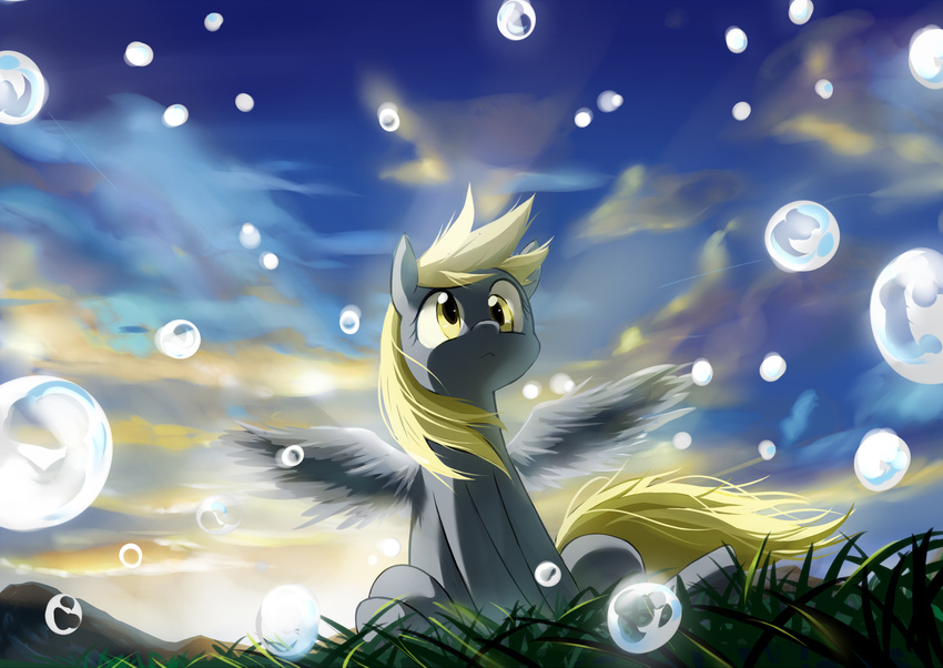 caibao derpy_hooves grass highres my_little_pony my_little_pony_friendship_is_magic no_humans