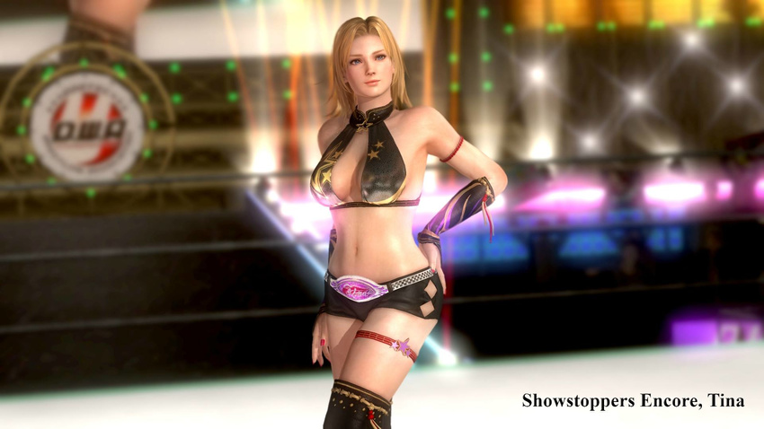 blonde_hair blue_eyes breasts dead_or_alive dead_or_alive_5 jewelry large_breasts ring tecmo tina_armstrong wrestling_outfit