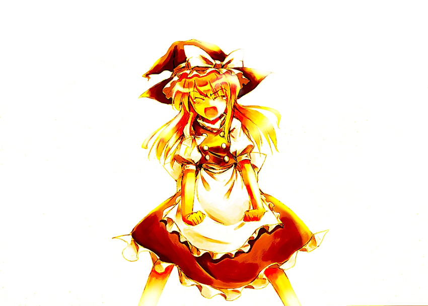 angry apron blonde_hair clenched_hands hat kirisame_marisa ribbon solo sorano_eika tears touhou witch_hat