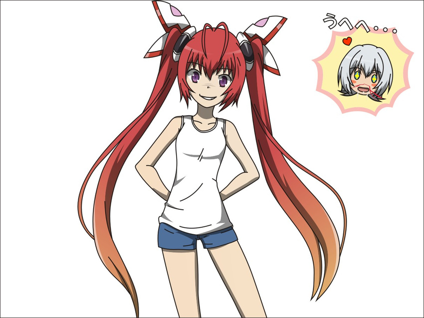 blood casual genderswap genderswap_(mtf) long_hair nosebleed ore_twintail_ni_narimasu red_eyes red_hair tailred tank_top todo_(masa3373) translation_request twintails twoearle very_long_hair