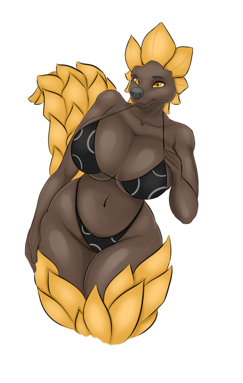 anthro big_breasts big_thighs bikini blackbetty breasts clothed clothing female hi_res looking_at_viewer mamal mammal pangolin scales swimsuit