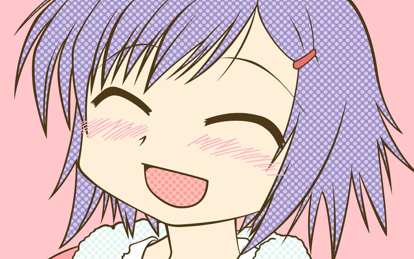 ^_^ blush chika_(hidamari_sketch) closed_eyes hidamari_sketch highres purple_hair smile solo vector_trace wallpaper