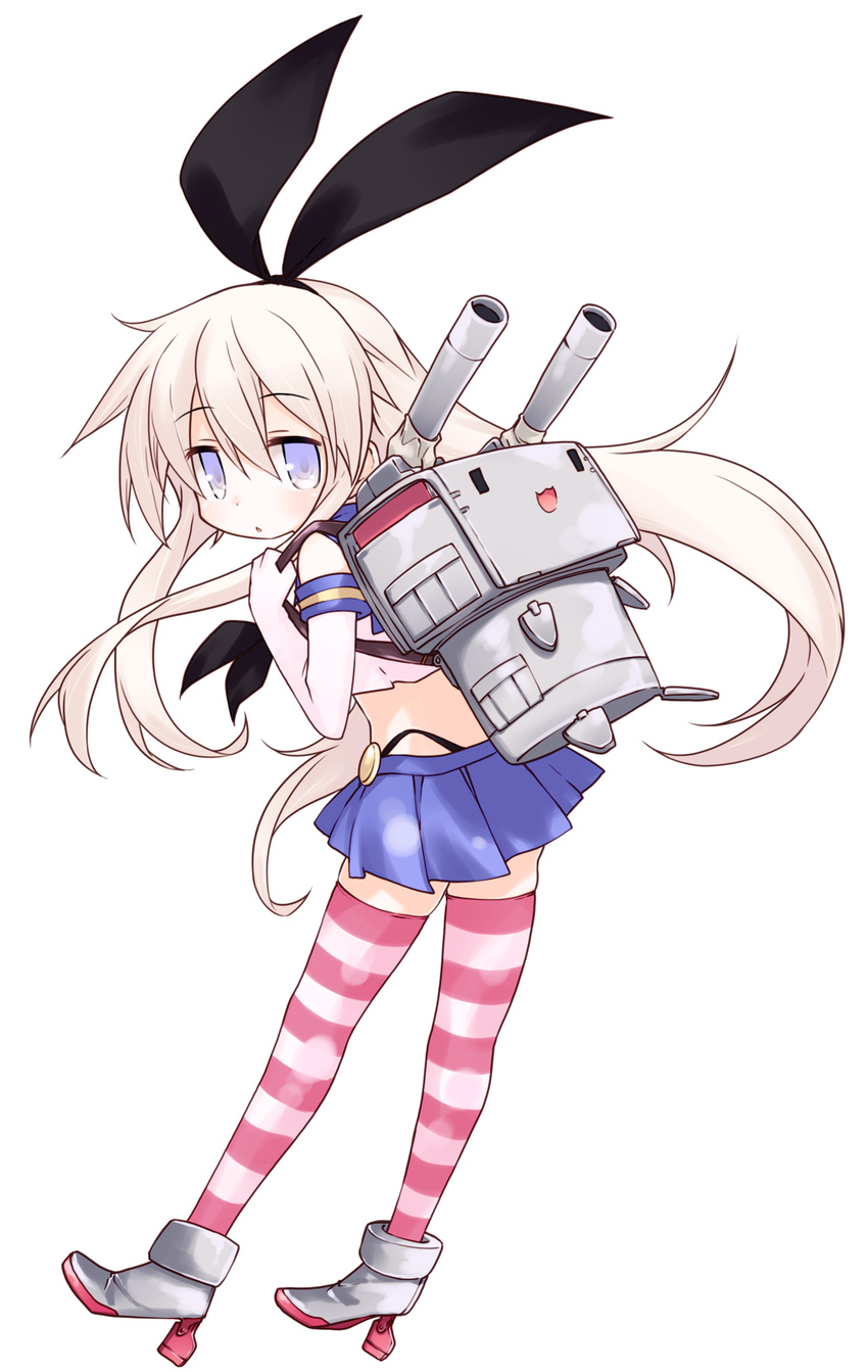 adapted_object backpack bad_id bad_pixiv_id bag blonde_hair blue_eyes elbow_gloves full_body gloves hairband highres kantai_collection long_hair looking_at_viewer microskirt pleated_skirt rensouhou-chan shimakaze_(kantai_collection) simple_background skirt solo standing striped striped_legwear take_shinobu thighhighs very_long_hair white_background