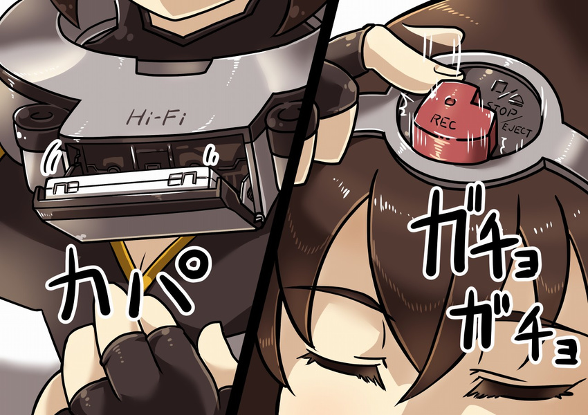 cassette_player comic holding kantai_collection long_hair nagato_(kantai_collection) solo tanaka_kusao translated