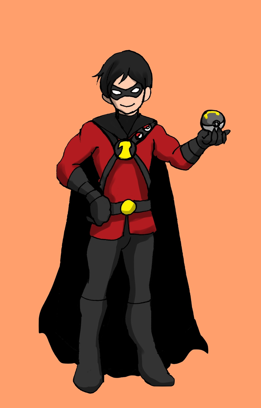 1boy batman_(series) cape dc_comics domino_mask male male_focus mask pokemon red_robin solo tim_drake