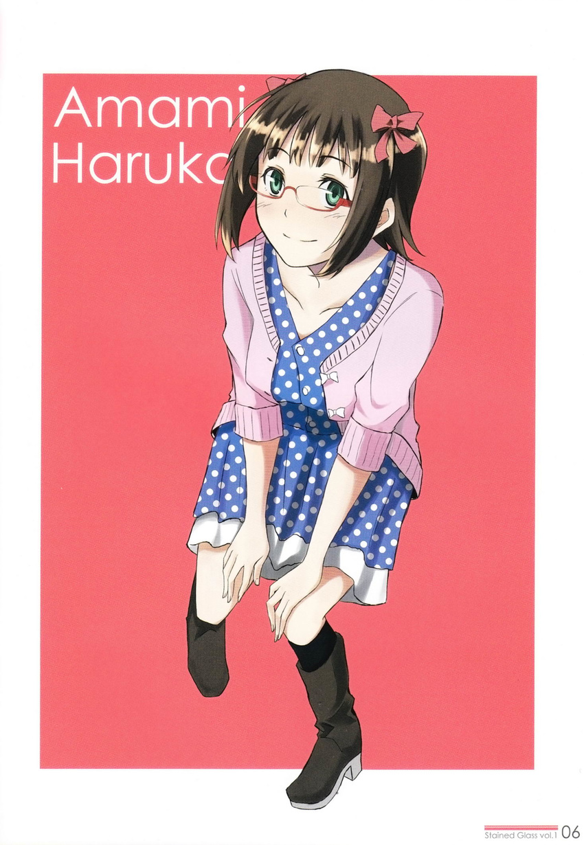 1girl amami_haruka boots dress glasses idolmaster teru_(grafroller)