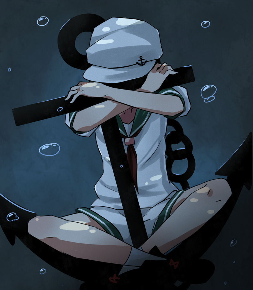 aaaabo anchor bubble hat highres murasa_minamitsu neckerchief sailor sailor_collar sailor_hat solo touhou underwater