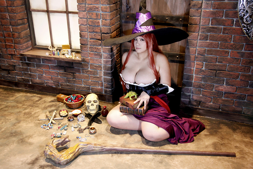 1girl asian breasts chouzuki_maryou cosplay dragon's_crown dragon's_crown hat hips large_breasts photo plump red_hair solo sorceress sorceress_(dragon's_crown) sorceress_(dragon's_crown)_(cosplay) sorceress_(dragon's_crown) sorceress_(dragon's_crown)_(cosplay) staff thick_thighs thighs wide_hips witch_hat