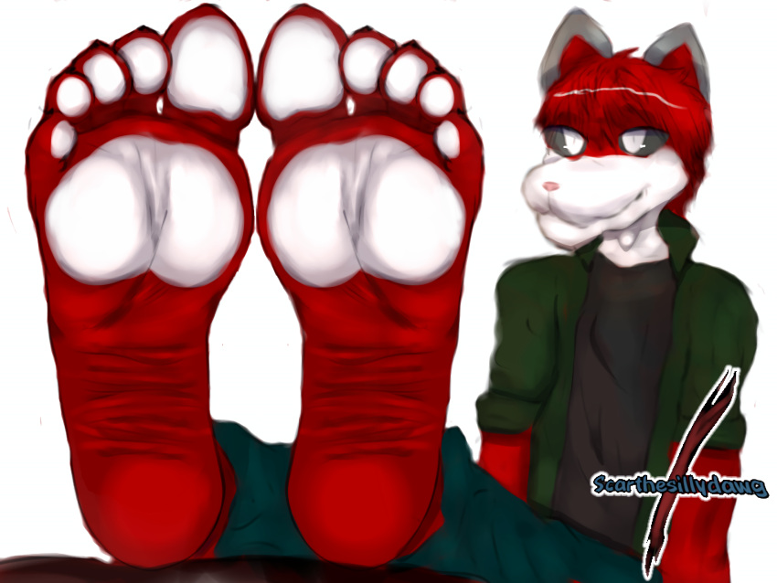 5_toes anthro charles_the_stray_kitty clothing feet felid feline foot_fetish foot_focus fur hi_res male male/male mammal pawpads paws red_body red_fur scarthesillydawg solo teasing teasing_with_feet toes white_body white_fur