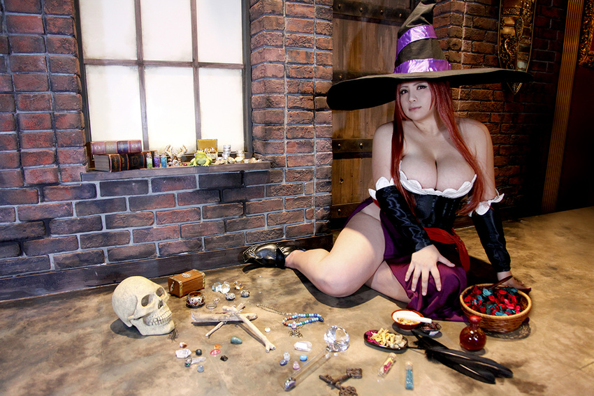 1girl asian breasts chouzuki_maryou cosplay dragon's_crown dragon's_crown hat hips large_breasts photo plump red_hair solo sorceress sorceress_(dragon's_crown) sorceress_(dragon's_crown)_(cosplay) sorceress_(dragon's_crown) sorceress_(dragon's_crown)_(cosplay) staff thick_thighs thighs wide_hips witch_hat