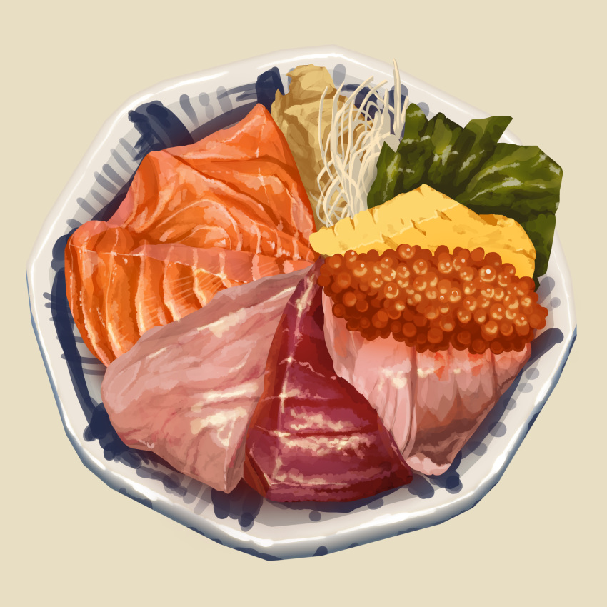 food food_focus haruhi1281 highres meat no_humans original plate raw_meat roe still_life