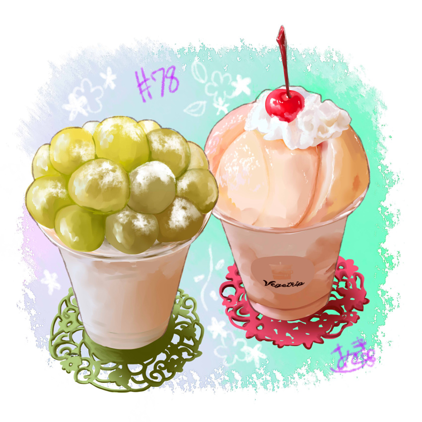 absurdres cherry cup disposable_cup food food_focus fruit highres ice_cream no_humans original still_life takisou_sou whipped_cream