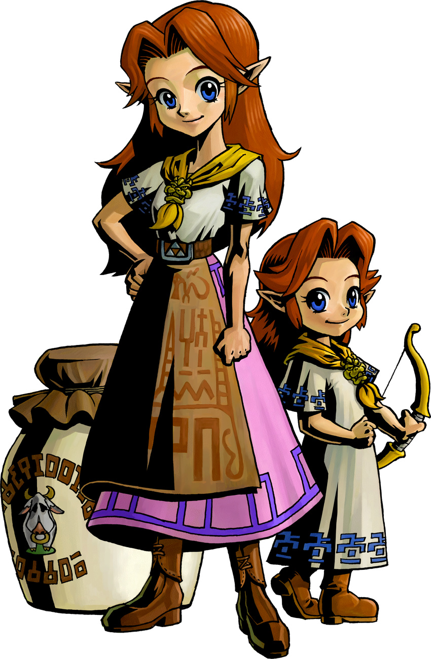 2girls blue_eyes brown_hair cremia highres looking_at_viewer majora's_mask multiple_girls official_art pointy_ears romani sisters the_legend_of_zelda the_legend_of_zelda:_majora's_mask