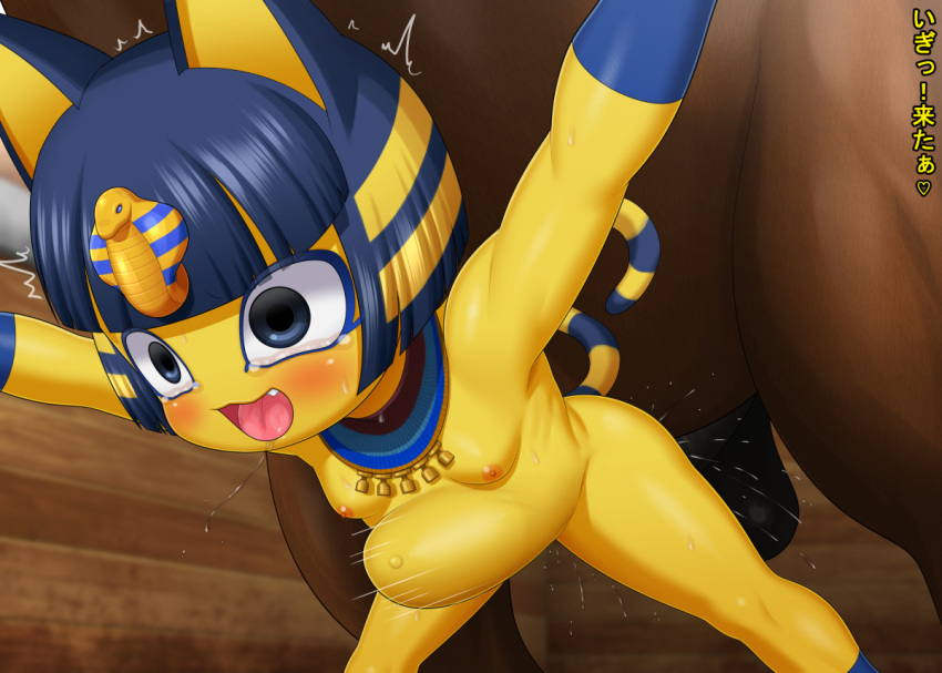 abdominal_bulge animal_crossing animal_genitalia animal_humanoid animal_penis ankha_(animal_crossing) anthro anthro_on_feral areola balls bestiality blue_eyes blue_hair blush bodily_fluids breasts brown_body cat_humanoid censor_bar censored crying digital_media_(artwork) domestic_cat drillmole duo equid equine equine_genitalia equine_penis felid felid_humanoid feline feline_humanoid felis female female_on_feral female_penetrated feral fur genitals hair horse humanoid japanese_text male male/female male_on_anthro male_penetrating male_penetrating_female mammal mammal_humanoid navel nintendo nipples nude penetration penis sex small_breasts tears text translation_request vaginal vaginal_penetration yellow_body yellow_fur yellow_skin