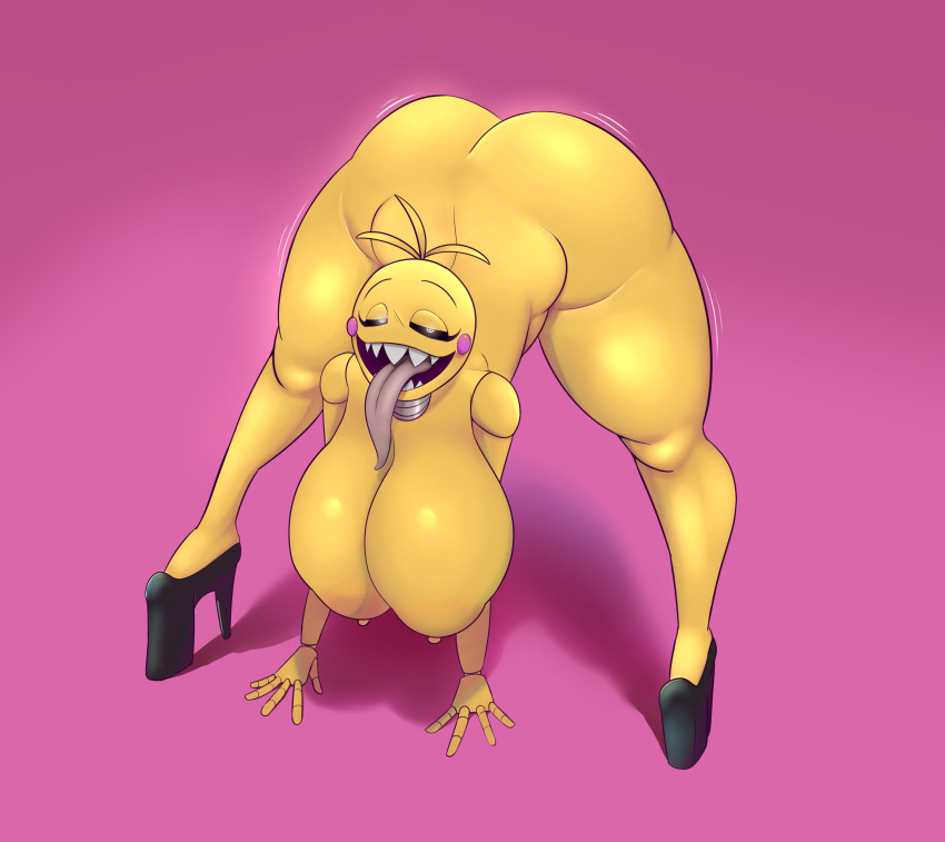 absurd_res animatronic anthro areola avian bedroom_eyes bent_over big_breasts big_butt bird black_sclera blush blush_stickers breasts butt chicken clothing female five_nights_at_freddy's five_nights_at_freddy's_2 footwear galliform gallus_(genus) hi_res high_heels huge_breasts long_tongue machine narrowed_eyes nipples nude phasianid platform_footwear platform_heels rexonance_(artist) robot scottgames seductive solo thick_thighs tongue tongue_out toy_chica_(fnaf) white_eyes yellow_areola yellow_body yellow_nipples