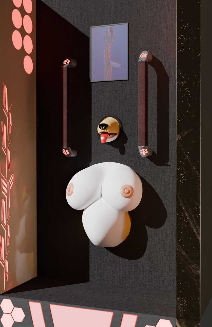 3d_(artwork) absurd_res anthro big_breasts blender_(software) breasts canid canine canis digital_media_(artwork) facial_piercing female haolde haolde_(character) hi_res huge_breasts mammal nipples nose_piercing nose_ring open_mouth piercing pregnant pregnant_female public_use ring_piercing solo through_wall tongue tongue_out wolf