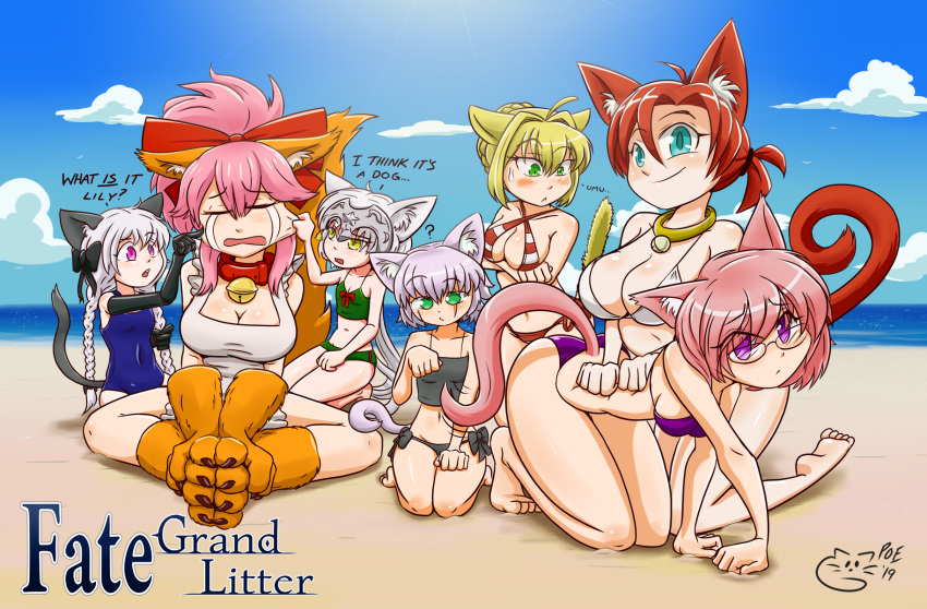 ... 2019 4_toes 5_fingers 5_toes ? age_difference all_fours animal_humanoid beach bell_collar big_breasts bikini biped black_ears black_eyebrows black_tail blonde_hair blue_eyes boudica_(fate) braided_hair breast_size_difference breasts cat_humanoid cheek_pinch claws cleavage clothed clothing cloud collar crying detailed_background dialogue digital_media_(artwork) english_text eyebrows eyelashes eyes_closed eyewear fate/grand_order fate_(series) feline feline_humanoid female flat_chested glasses green_eyes grey_ears grey_hair grey_tail grin group hair hair_bow hair_ribbon hi_res humanoid inner_ear_fluff jack_the_ripper_(fate) jeanne_alter_(santa_lily) kneeling larger_female lighting long_hair looking_at_viewer mammal mash_kyrielight navel nero_claudius nursery_rhyme_(fate) older_female one-piece_swimsuit open_mouth orange_ears orange_tail pale_skin pigtails pink_ears pink_eyes pink_hair pink_tail poethewondercat poking ponytail purple_eyes red_ears red_eyebrows red_hair red_tail ribbons sand scar seaside shadow short_hair sitting size_difference skimpy sky small_breasts smaller_female smile sweat swimsuit tamamo_cat tears text tight_clothing toe_claws toes water white_ears white_hair white_tail yellow_ears yellow_eyes yellow_tail young younger_female