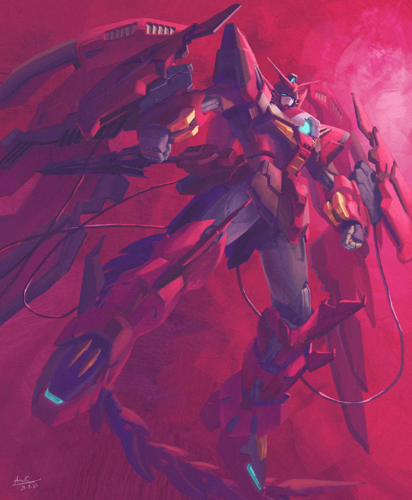 absurdres arms_at_sides cable clenched_hands commentary_request dated full_body gundam gundam_epyon gundam_wing gundam_wing_endless_waltz highres legs_apart mecha mecha_focus mechanical_wings mobile_suit molai no_humans robot science_fiction signature solo v-fin wings