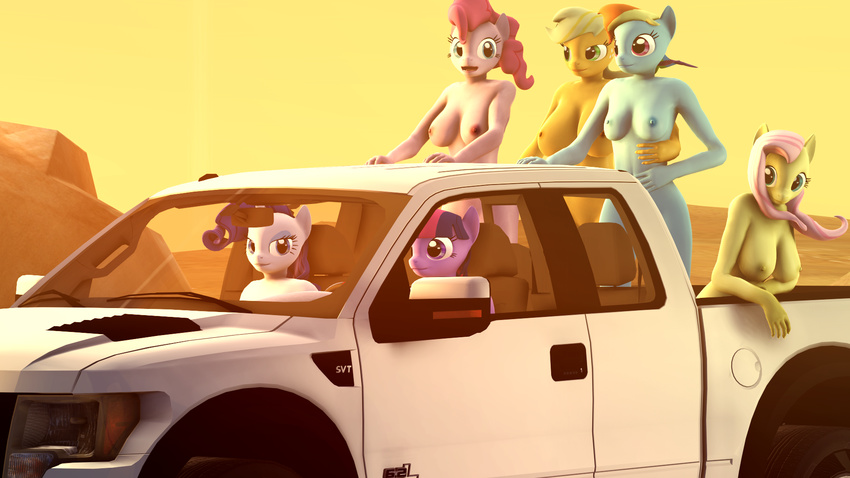 2015 3d anthro applejack_(mlp) areola big_breasts breasts dashie116 earth_pony equine erect_nipples female fluttershy_(mlp) ford friendship_is_magic group horn horse mammal my_little_pony nipples nude pinkie_pie_(mlp) pony rainbow_dash_(mlp) rarity_(mlp) truck twilight_sparkle_(mlp) unicorn