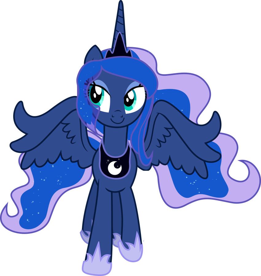 2015 absurd_res alpha_channel equine female feral friendship_is_magic hi_res horn mammal my_little_pony princess_luna_(mlp) smile solo theshadowstone winged_unicorn wings