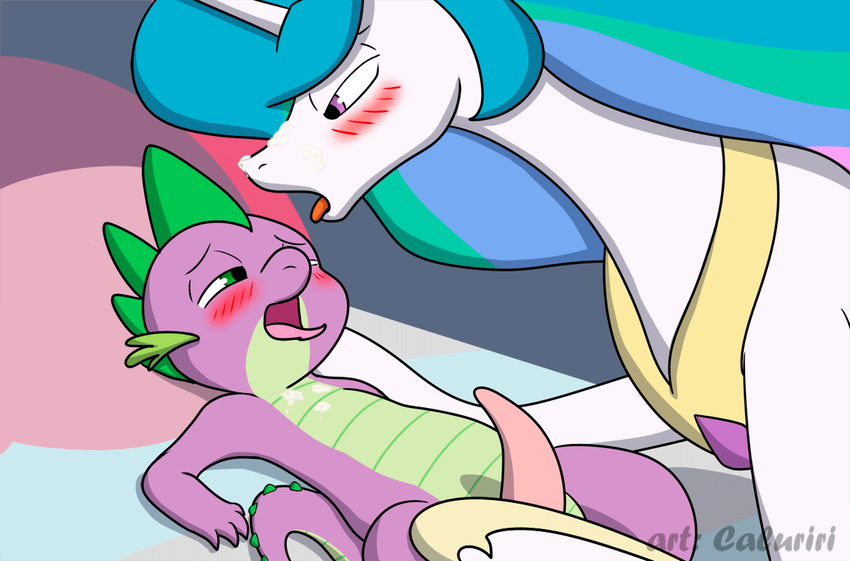 2015 age_difference animated bed blush caluriri cub cum cum_in_mouth cum_inside cum_on_chest cum_on_face cum_on_tongue cum_swallow dragon duo equine eyes_closed female feral friendship_is_magic green_eyes hair half-closed_eyes horn interspecies larger_female long_hair lying male mammal multicolored_hair my_little_pony on_back on_bed open_mouth penis princess_celestia_(mlp) scalie size_difference smaller_male snowballing spike_(mlp) straight tongue tongue_out unicorn young