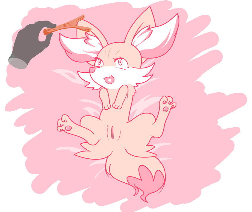 bigger_version_at_the_source disembodied_hand duo female fennekin feral fur kemono nintendo open_mouth pok&eacute;mon pussy sd_(artist) solo_focus stick video_games yellow_fur