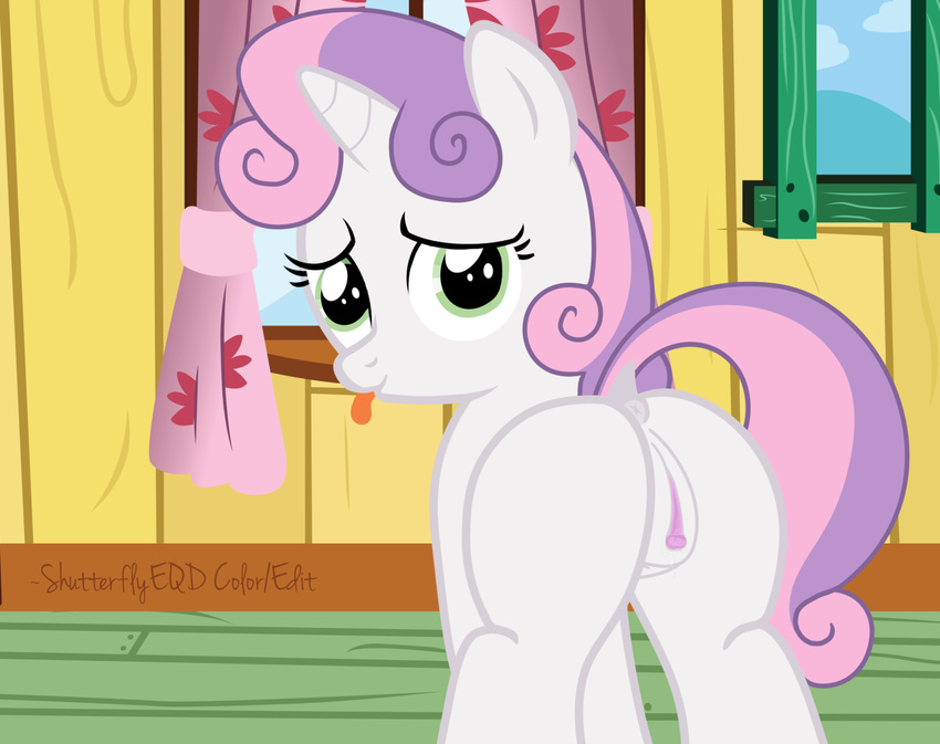 2015 anus butt clitoris cub equine female feral friendship_is_magic horn mammal my_little_pony pussy shutterflyeqd solo sweetie_belle_(mlp) unicorn young