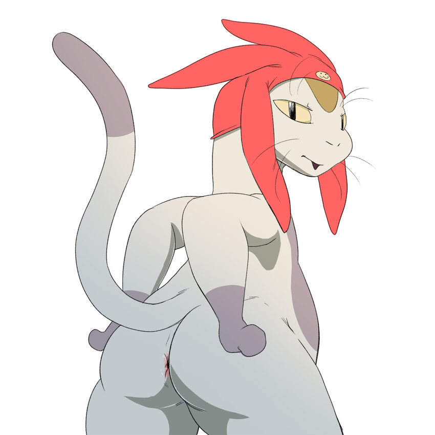 2015 alien anthro anus betelgeusian butt digital_media_(artwork) feline jerseydevil looking_back male mammal meow_(space_dandy) nude presenting presenting_hindquarters raised_tail solo space_dandy