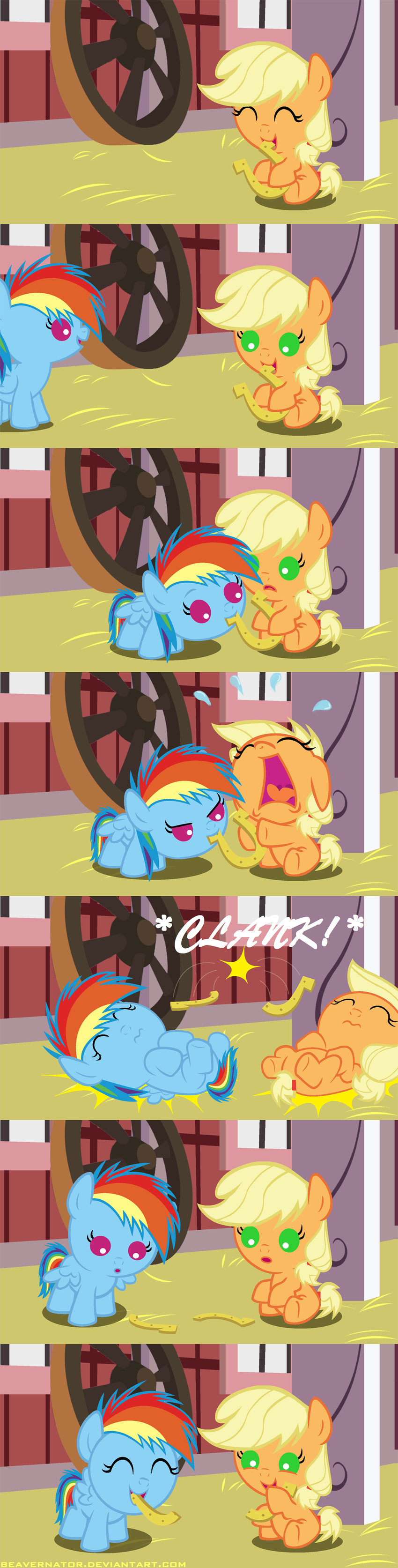 2015 applejack_(mlp) beavernator crying cute duo earth_pony equine female feral friendship_is_magic happy horse mammal my_little_pony pegasus pony rainbow_dash_(mlp) sad smile tears wings young