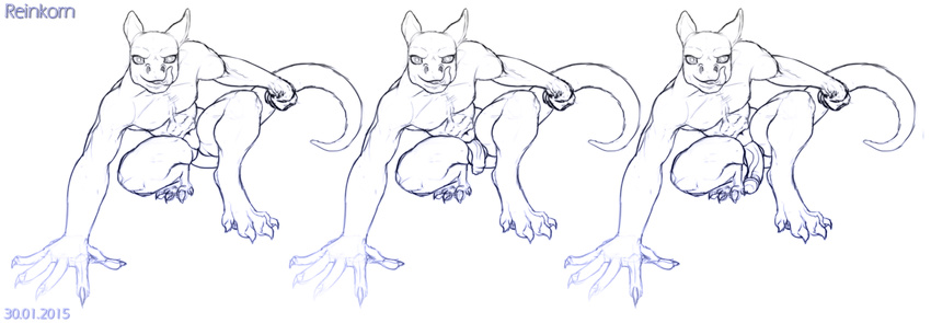 2015 5_fingers anthro anthrofied balls big_penis butt claws dragon dragon_tail erection fan_character fist hindpaw humanoid_penis immortality lizard looking_at_viewer male muscles nipples nude open_mouth paws penis reinkorn reptile riki scalie smile solo spread_legs spreading teats text tongue white_body