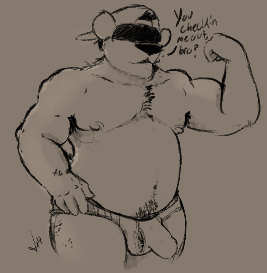 anthro ball baseball_(ball) bear bro clothing frat hat male mammal muscles rohly solo underwear