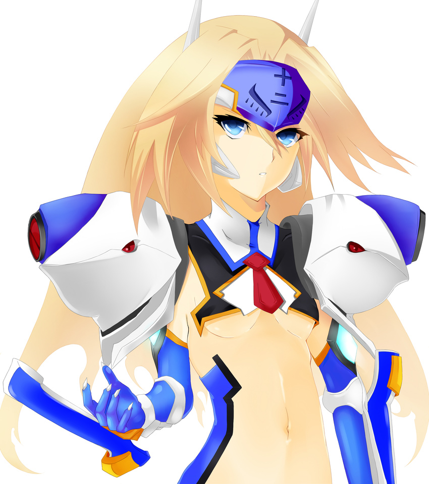 absurdres blazblue blonde_hair blue_eyes breasts flat_chest headband highres long_hair mu-12 shanax small_breasts solo underboob