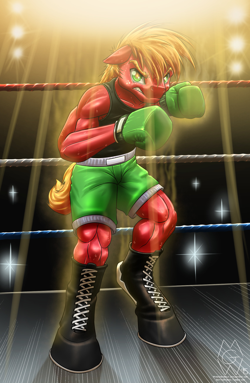 2015 amazing anthro big_macintosh_(mlp) cartoon crossover earth_pony equine friendship_is_magic horse little_mac male mammal muscles my_little_pony mykegreywolf pony punch_out solo sweat