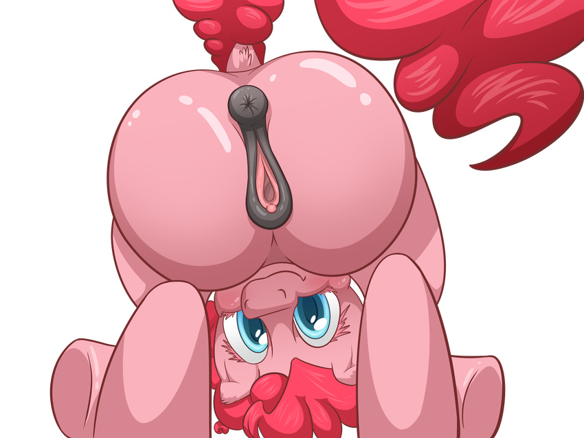 2015 absurd_res alpha_channel anatomically_correct anatomically_correct_anus anatomically_correct_pussy animal_genitalia anus blue_eyes butt cartoon clitoris dock earth_pony equine equine_pussy female feral friendship_is_magic fur hair hi_res horse looking_at_viewer mammal my_little_pony pink_fur pink_hair pinkie_pie_(mlp) plain_background pony presenting presenting_hindquarters puffy_anus pussy rear_view solo transparent_background xaipony_(artist)