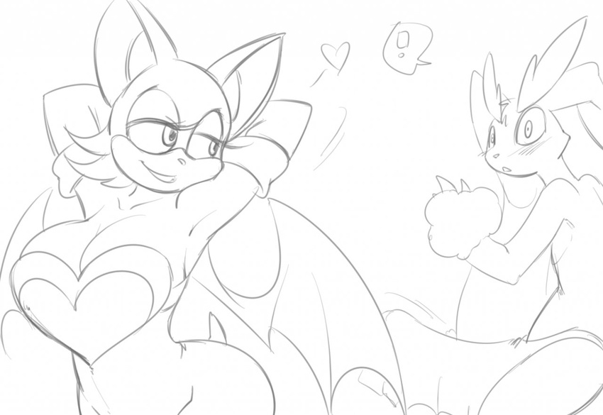 &lt;3 anthro bat big_breasts blush breasts cleavage clothed clothing erection female flirting hyper hyper_penis lagomorph loincloth long_ears lopunny male mammal nintendo penis pok&eacute;mon rabbit rouge_the_bat sega smile sonic_(series) straight timothy_vladislaus video_games wings