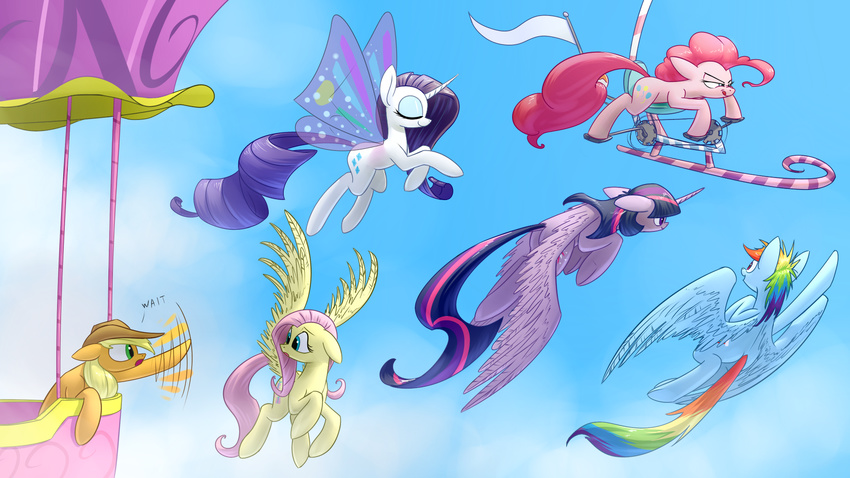 2015 applejack_(mlp) earth_pony equine female feral fluttershy_(mlp) flying friendship_is_magic group horn horse mammal my_little_pony pegasus pinkie_pie_(mlp) pony rainbow_dash_(mlp) rarity_(mlp) twilight_sparkle_(mlp) underpable unicorn winged_unicorn wings