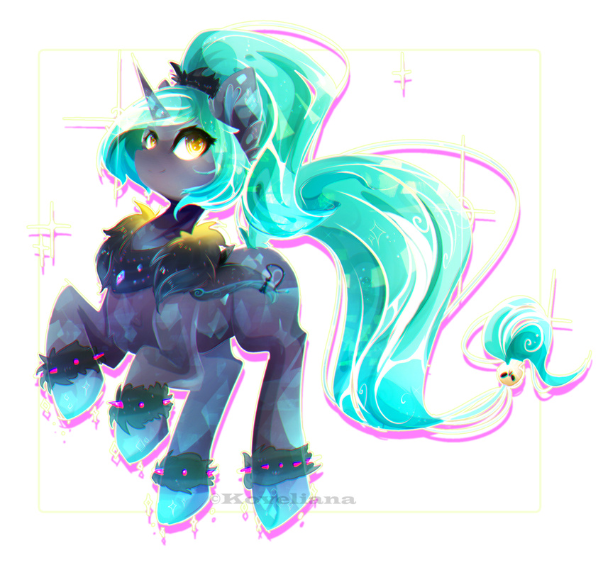 crystal_whip equine fan_character female feral hair horn koveliana long_hair mammal my_little_pony solo unicorn