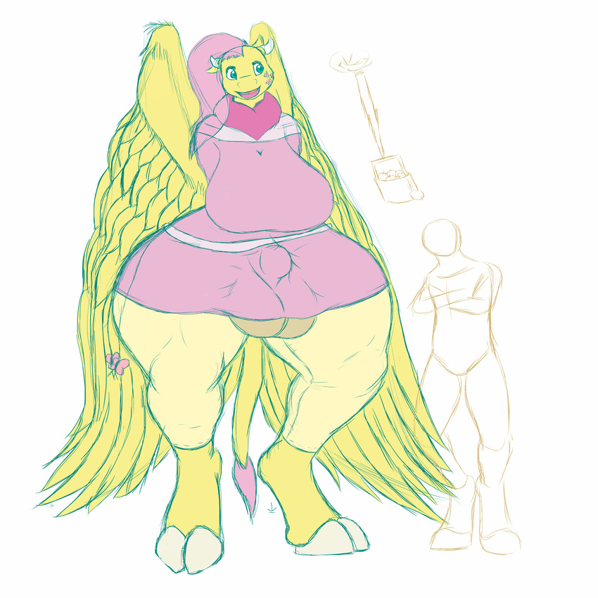 anthro apple arthropod avian balls big_balls big_breasts billyjeans22 bird breasts bulge butterfly color dickgirl digital_media_(artwork) equine fluttershy_(mlp) friendship_is_magic fruit hair hooves horn huge_breasts hybrid insect intersex lips mammal my_little_pony neckfur penis plain_background plump_lips size_difference thick_thighs wide_hips wings