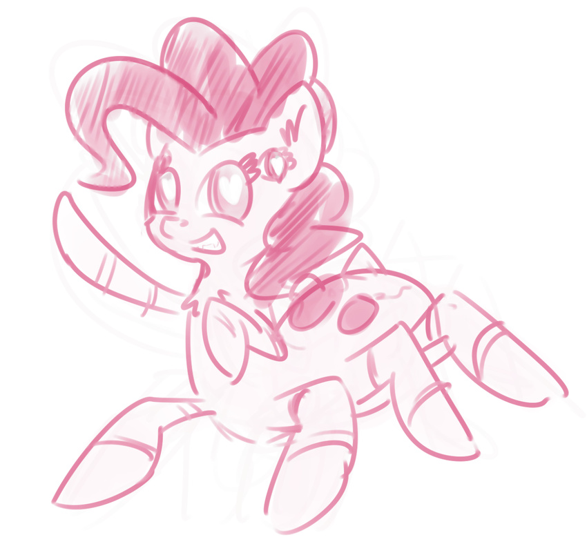 &lt;3 &lt;3_eyes 2014 4_eyes arachnid arthropod blue_eyes cutie_mark drider equine female friendship_is_magic hair horse mammal my_little_pony nobbydraws pink_hair pinkie_pie_(mlp) plain_background pony pose solo spider