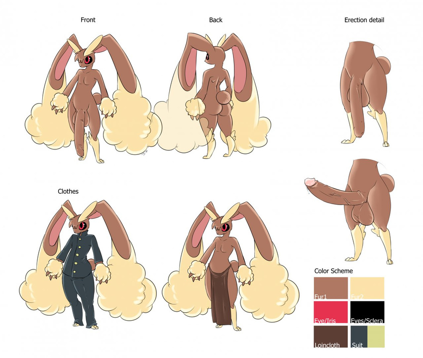 anthro big_penis english_text erection hyper lopunny male mammal model_sheet nintendo nude penis pok&eacute;mon standing text timothy_vladislaus uncut video_games