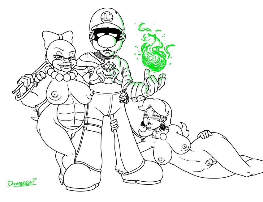 anthro armor bow bracelet breasts collar doomington female fireball group human jewelry koopa koopaling koopalings luigi male mammal mario_bros necklace nintendo princess_daisy scalie story video_games wendy_o_koopa wide_hips