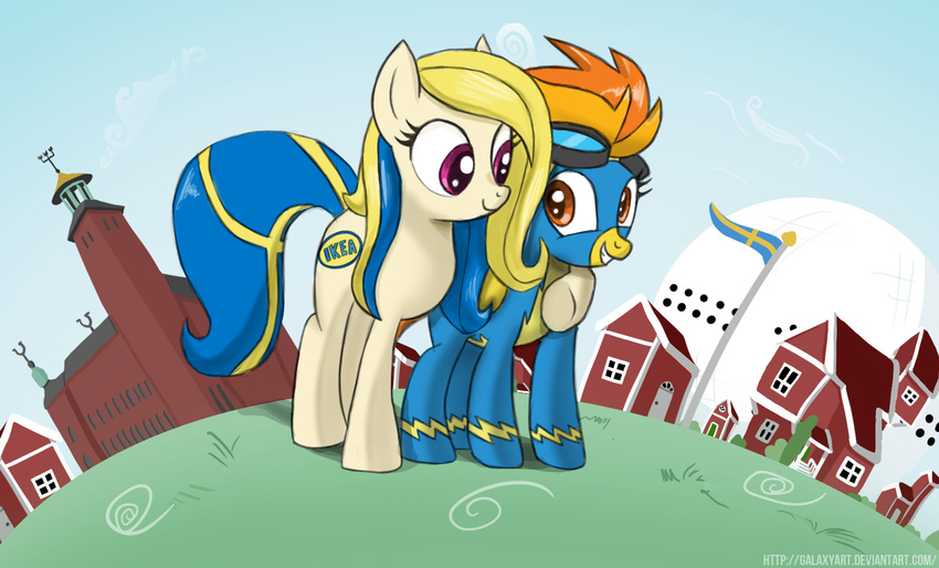 2012 cute duo equine fan_character female feral friendship_is_magic galaxyart horse mammal my_little_pony pegasus smile spitfire_(mlp) swedish_flag wings wonderbolts_(mlp)