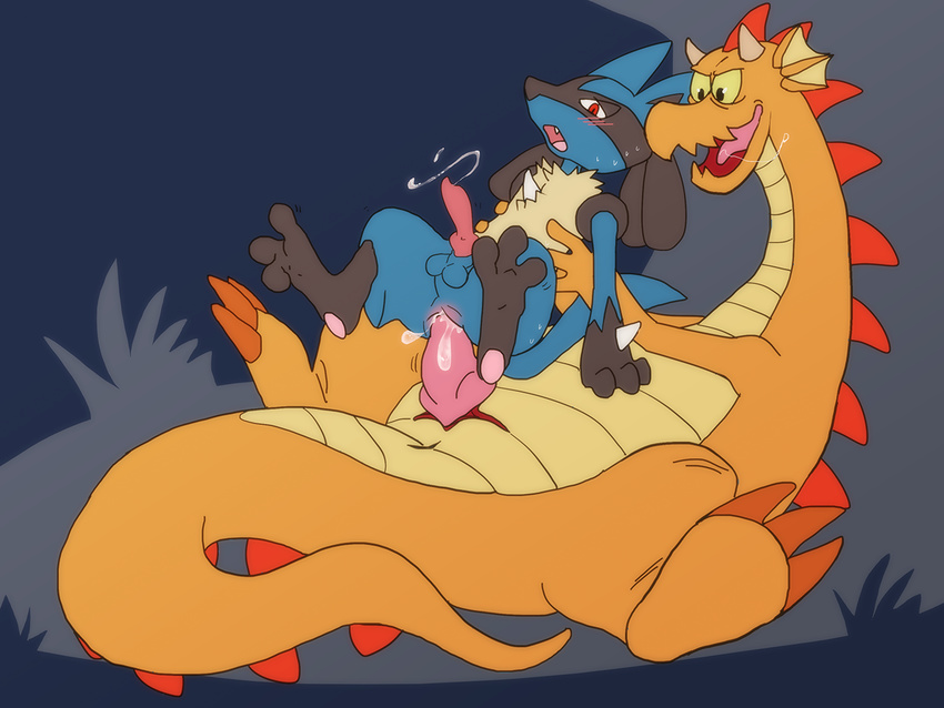 anal anal_penetration animal_genitalia anus balls big_dom_small_sub blush canine canine_penis chip_'n_dale_rescue_rangers cum cum_in_ass cum_inside cum_while_penetrated disney dragon dtz duo erection gay hands-free hologram_(artist) knot lucario lying male mammal nintendo nude on_back on_top open_mouth orgasm penetration penis pok&eacute;mon red_eyes reverse_cowgirl_position scalie sex size_difference spread_legs spreading video_games